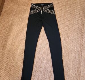 Bebe Black High-Waist Studded Leggings SIZE S